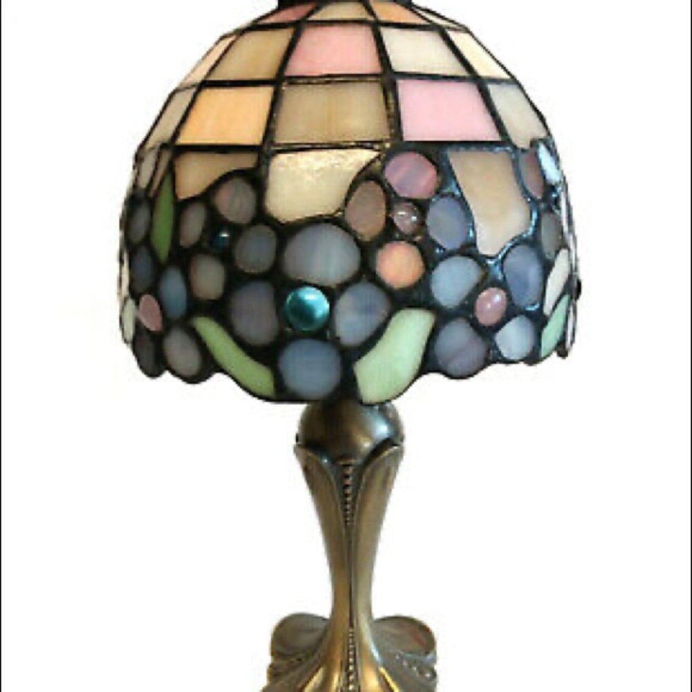 PARTYLITE TIFFANY STYLE STAIN GLASS CANDLE LAMP